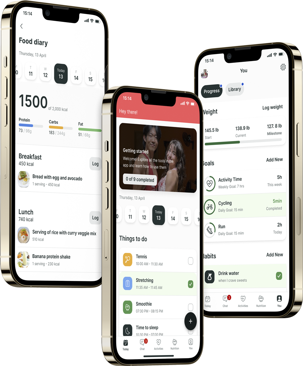 A mockup of the coaching app showcasing the features.
